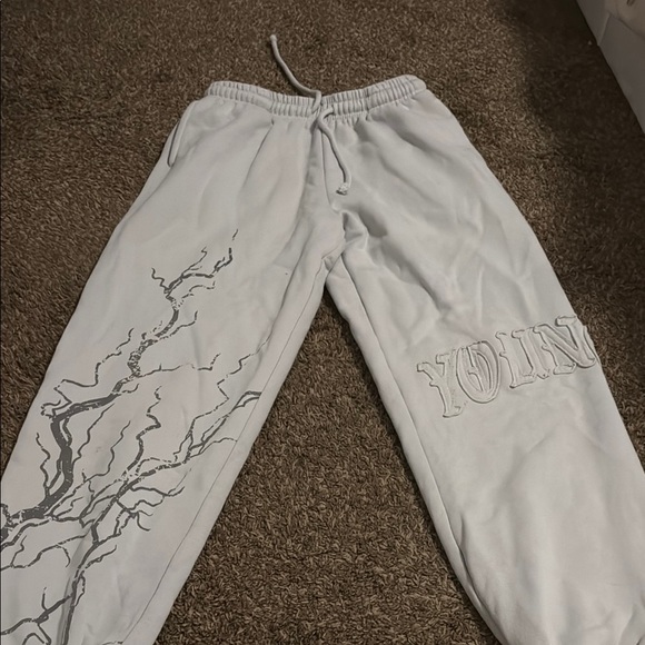 YoungLA Gray and White Joggers with Relaxed Fit - Picture 2 of 5